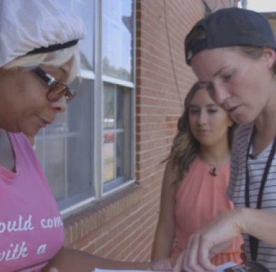 CLC's Blair Bowie speaks to Alabama citizen about her voting rights